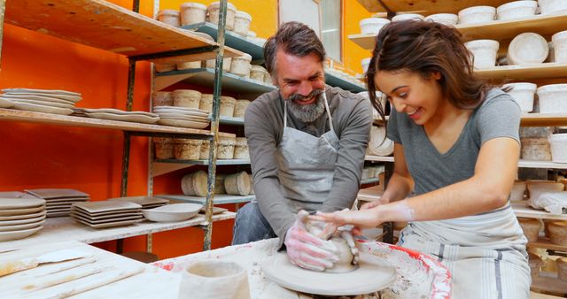 Couple Enjoying Pottery Class In Studio - Download Free Stock Images Pikwizard.com