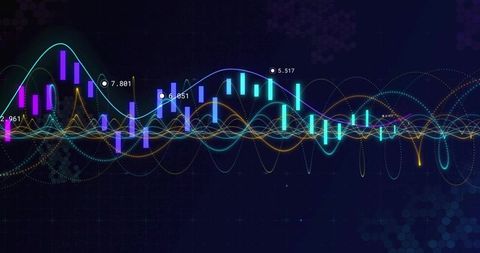 Neon digital data dashboard with interactive analytics interface
