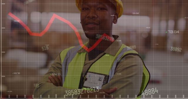 Warehouse Worker Analyzing Declining Business Performance with Graph Overlay - Download Free Stock Images Pikwizard.com