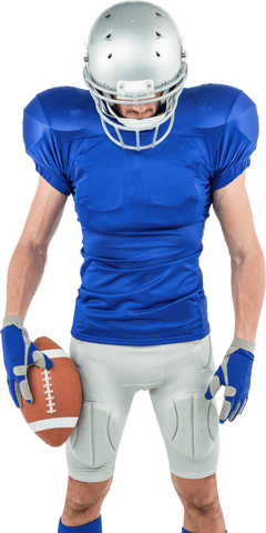 American Football Player in Blue Jersey Holding Ball Transparent Background - Download Free Stock Videos Pikwizard.com