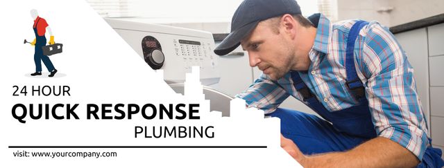 Professional Plumber Fixing Washer Promoting Emergency Plumbing Services - Download Free Stock Templates Pikwizard.com