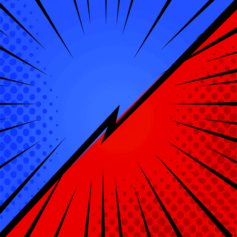 dynamic red and blue comic shapes on transparent background - Download Free Stock Videos Pikwizard.com