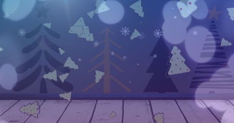 Christmas tree and lights overlay on blue backdrop