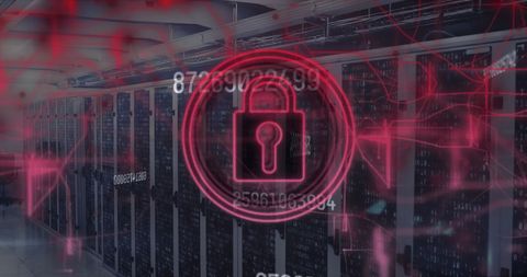 Cybersecurity Concept with Digital Lock and Server Room - Download Free Stock Images Pikwizard.com