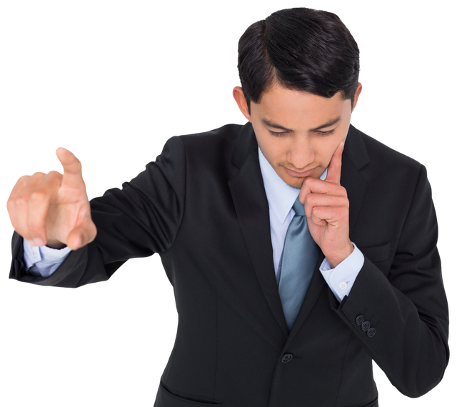 Businessman on Transparent Background Gesturing in Black Suit - Download Free Stock Videos Pikwizard.com