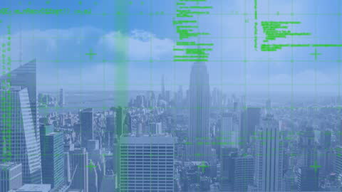 Futuristic Data Overlays on City Skyline