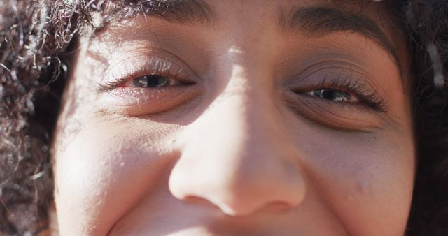 Close-up of Smiling Woman with Bright Eyes - Download Free Stock Images Pikwizard.com