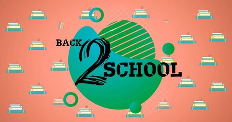 Back to school graphic with educational icons and text