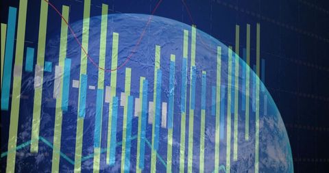 Digital Earth with Futuristic Data Visualization Overlay
