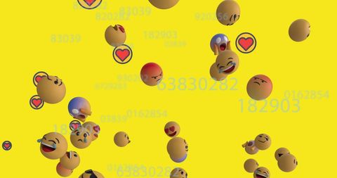 Floating emojis on vibrant yellow background with numbers