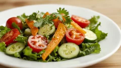 Fresh Garden Salad Rotating on Counter Display