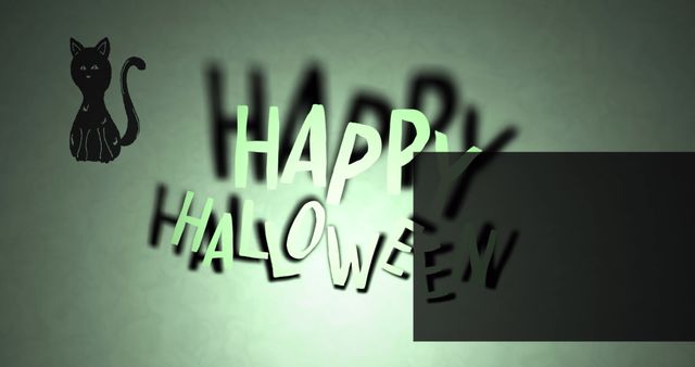 Happy Halloween with Black Cat and Green Background - Download Free Stock Images Pikwizard.com