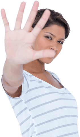 transparent portrait of woman with stop hand gesture - Download Free Stock Videos Pikwizard.com