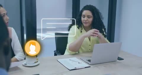 Business Presentation with Interactive Feedback Icons Signaling Team Engagement