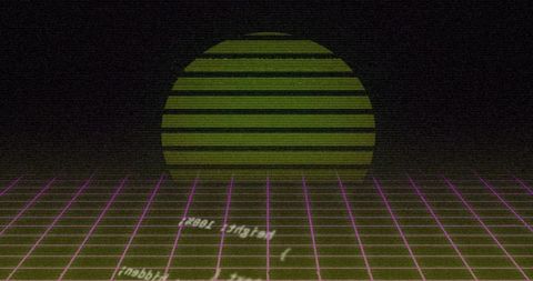 retro synthwave grid with neon green digital sun - Download Free Stock Images Pikwizard.com