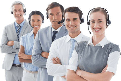 professional call center team wearing transparent headsets smiling - Download Free Stock Videos Pikwizard.com