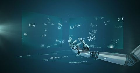 Robotic Hand Solving Mathematical Equations in Futuristic Space - Download Free Stock Images Pikwizard.com