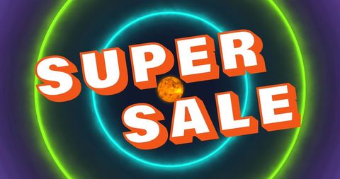 Super Sale Announcement with Colorful Neon Circles