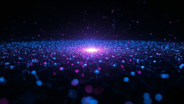 Pulsing neon network core emitting violet-pink data glow across dark holographic grid