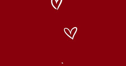 Looping heart shapes on red background representing love and emotion
