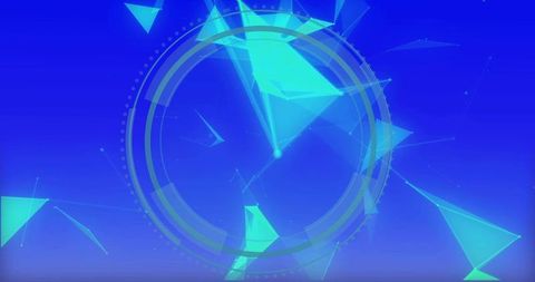 Futuristic cyber hud ring scanning with cyan shards and radial interface