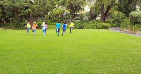 Children Playing in Park on Sunny Day