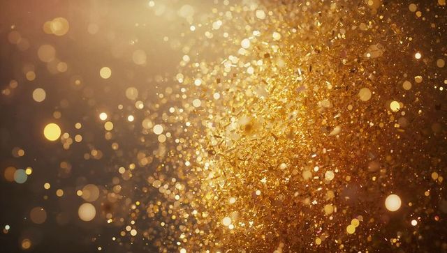 Golden glitter and metallic confetti with bokeh effects