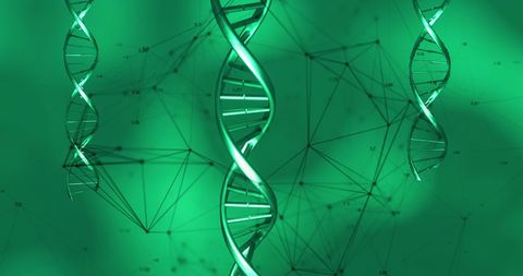 Digital DNA Strands on Green Network Background - Download Free Stock Images Pikwizard.com