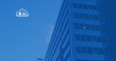 Cloud Computing Icons Overleaded on Modern Skyscraper - Download Free Stock Images Pikwizard.com