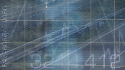 Financial Data Overlay on Highway Traffic Background
