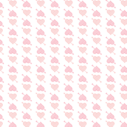 Repeating hearts with arrows pattern on transparent background