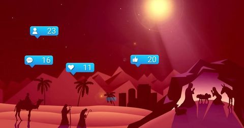 Nativity Scene in Social Media World Illustrated