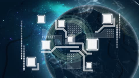 Digital Connections Over Globe Illustrating Global Data Processing