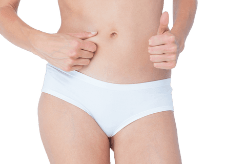 Transparent background: woman showing fitness thumbs up