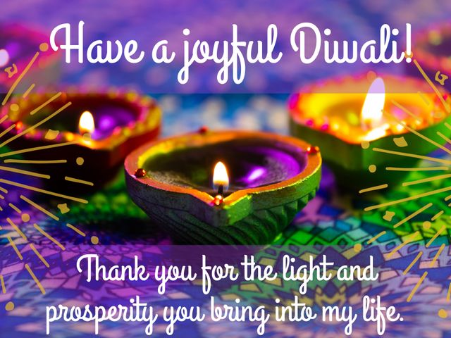 Colorful Diwali Diyas with Greetings Message for Festival - Download Free Stock Templates Pikwizard.com