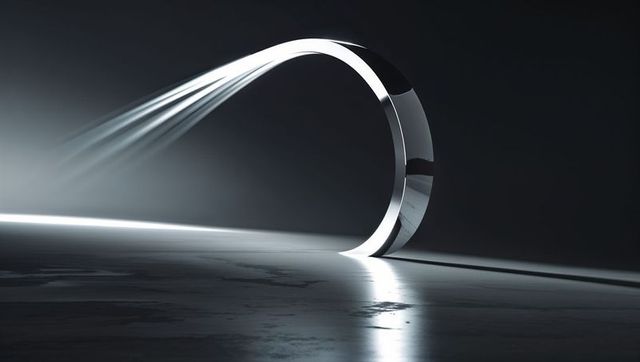 Futuristic Metallic Arch with Dynamic Light Reflection