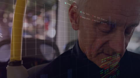 Elderly Man Viewing Digital Financial Data Visualization