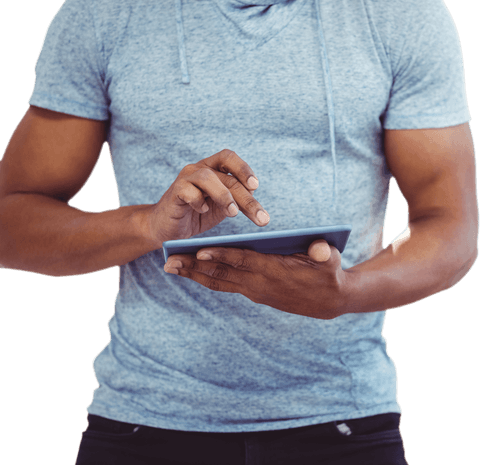 biracial man using tablet on transparent background - Download Free Stock Videos Pikwizard.com