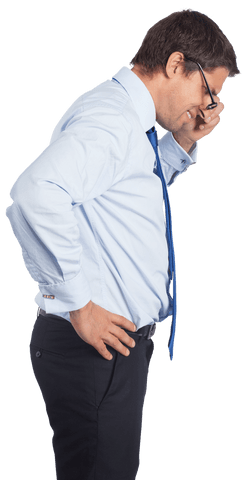 Businessman Talking on Phone Wearing White Shirt and Blue Tie on Transparent Background