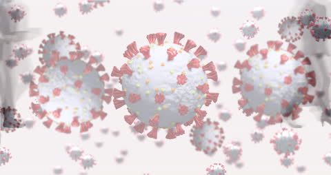 3D Animation of Coronavirus Cells Floating in Space