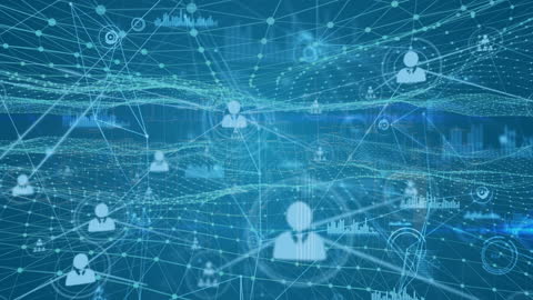 Global Digital Network with User Icons and Data Visualization