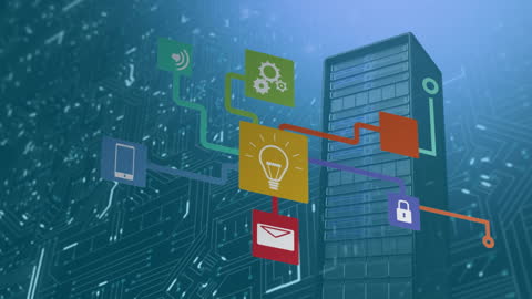 Digital Network Connectivity and Data Processing Illustration