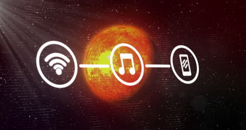 Digital Network Icon Overlay Globe Animation