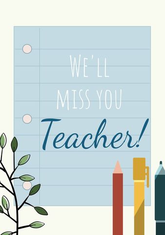 farewell card with stationery celebrating teacher's departure - Download Free Stock Templates Pikwizard.com
