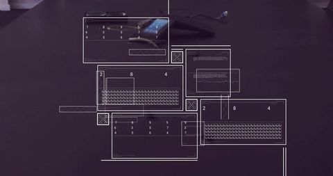 Minimalist workstation with futuristic digital interface