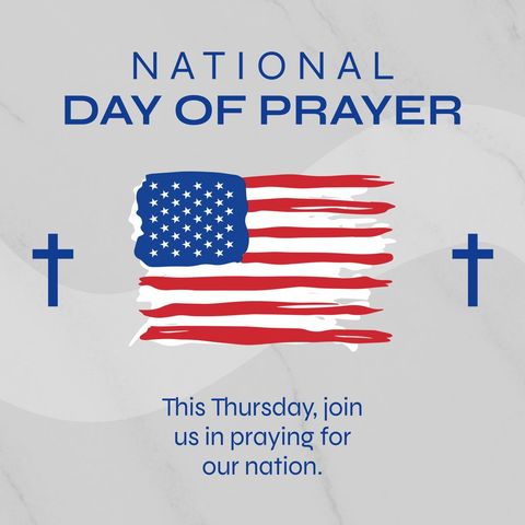 National day of prayer announcement with american flag and crosses