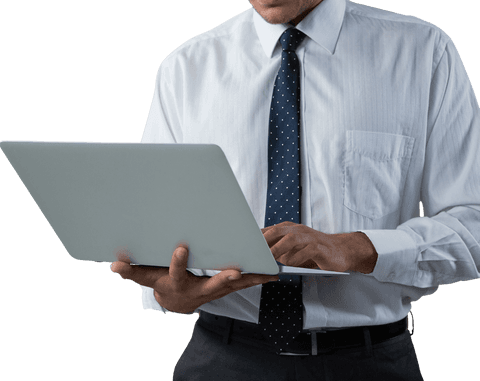 hispanic businessman typing on laptop against transparent background - Download Free Stock Videos Pikwizard.com