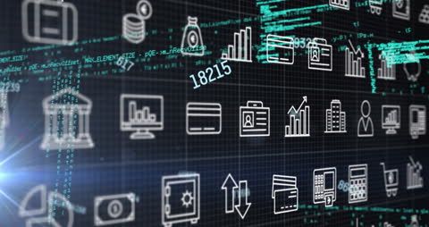 Animated Digital Icons Representing Data Processing Concepts