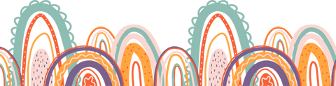 Colorful rainbow arches pattern on transparent background