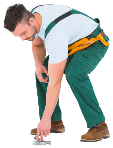 transparent carpenter in green overalls picking up hammer - Download Free Stock Videos Pikwizard.com